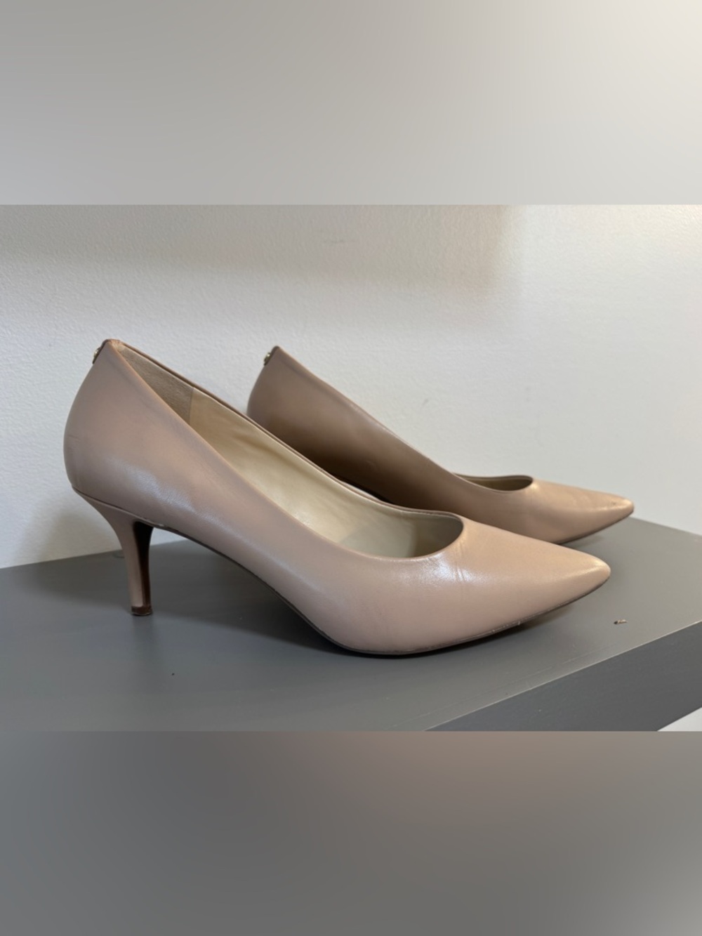 Cole Haan Nude Leather Pointed-Toe Pumps